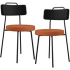 Kit 02 Cadeiras Estofada Para Sala De Jantar Barcelona L02 material sintético Preto Tecido Terracota - Lyam
