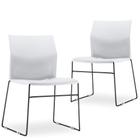 Kit 02 Cadeiras Fixa Base Preta Empilhável Connect F02 Branco - Lyam Decor