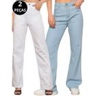 Kit 02 Calças Jeans Wide Leg Pantalona Feminina