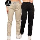 Kit 02 Calças Jogger Sarja Cargo Feminina