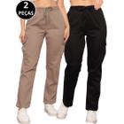 Kit 02 Calças Jogger Sarja Cargo Feminina