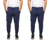 Kit 02 calças moletom masculina jogger slim fit básica lisa