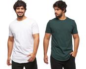 Kit 02 camisetas plus size longline manga curta masculina