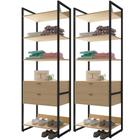 Kit 02 Closets Guarda Roupa Industrial Modulado 04 Gavetas 210x70 cm Blind F01 Nature - Lyam Decor