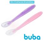 Kit 02 Colheres Anatômica de Silicone Rosa Lilas Alimentação Bebê