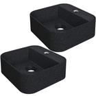 Kit 02 Cubas de Apoio Quadrada Para Banheiro Lavabo C01 QA31W Preto Granit - Lyam - Lyam Decor