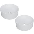 Kit 02 Cubas de Apoio Redonda Para Banheiro Lavabo C01 BL34W Branca Matte Fosca - Lyam - Lyam Decor