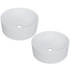 Kit 02 Cubas de Apoio Redonda Para Banheiro Lavabo C01 BL34W Branca Matte Fosca - Lyam