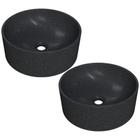 Kit 02 Cubas de Apoio Redonda Para Banheiro Lavabo C01 BL34W Preto Granit Matte - Lyam - Lyam Decor