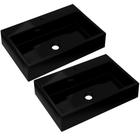 Kit 02 Cubas de Apoio Retangular Para Banheiro Lavabo Florenza C01 RT55W Preto - Lyam - Lyam Decor