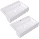 Kit 02 Cubas de Semi Encaixe Retangular Para Banheiro Lavabo XRT55 C01 Branco - Lyam Decor