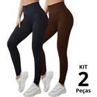 Kit 02 Legging Peluciada Flanelada Térmica Cós Alto Inverno Zero Transparência - doblue