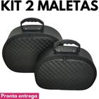 Kit 02 Maleta Frasqueira Necessaire Fashion Para Viagem Prática Maquiagem Esmaltes De Luxo Meia Lua - New Bag