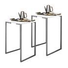 Kit 02 Mesa Lateral Canto Aparador Buffet Stan Industrial Ferro Prata Tampo Branco - Ahz Móveis