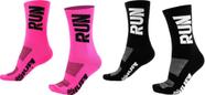 Kit 02 Pares Meia Corrida HUPI Run Rosa e Preto 34-38