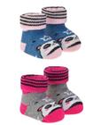 Kit 02 Pares Meias Pantufa PANDA ROSA para Bebê Recém Nascido