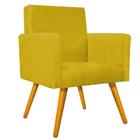 kit 02 Poltrona Cadeira Decorativa Arenzza Palito Mel Suede Amarelo - KDAcanto Móveis