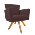 Kit 02 Poltrona Cadeira Decorativa Mind Base Giratória Sala de Estar Recepção Escritório material sintético Marrom - KDAcanto Móveis
