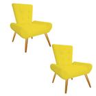 Kit 02 Poltrona Cadeira Decorativa Nani Sala de Estar Recepção Escritório Consultório material sintético Amarelo - KDAcanto Móveis