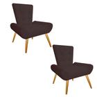 Kit 02 Poltrona Cadeira Decorativa Nani Sala de Estar Recepção Escritório material sintético Marrom - KDAcanto Móveis