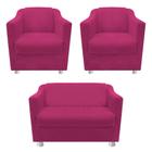 kit 02 Poltrona Cadeira e 01 Namoradeira Babel Suede Pink - KDAcanto Móveis