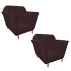 Kit 02 Poltrona Cadeira Ster Decorativa Recepção Sala De Estar Suede Marrom - DAMAFFÊ MÓVEIS