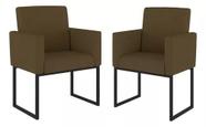 Kit 02 Poltrona Decorativa Base Ferro Preto Sala Clinica