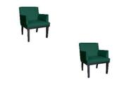 Kit 02 Poltronas Cadeira Vitoria Base Madeira Suede Verde - Fm - Fina Mobília