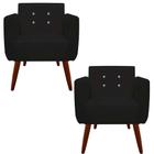 kit 02 Poltronas Decorativa Duda C/Strass Suede Preto - D'Classe Decor