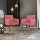 Kit 02 Poltronas Decorativa Sala Oferta Rosa