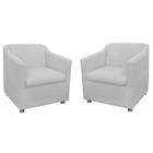 Kit 02 Poltronas Decorativa Tilla Pés Cromados Suede Branco - DS Estofados