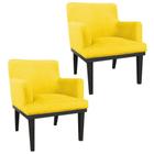 Kit 02 Poltronas Decorativa Vitória Sala e Recepção Suede Amarelo - DS Móveis