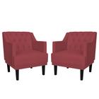 Kit 02 Poltronas Decorativas Clássica Pés Trapézio Suede Vermelho - DS Estofados