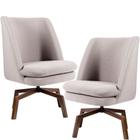Kit 02 Poltronas Decorativas Giratória Base Ka Pérsia Rústico Bege D-316 - Lyam Decor