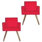 Kit 02 Poltronas Decorativas Pés Palito Nina Matelasse Suede Vermelho - DS Estofados - Estopar