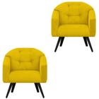 Kit 02 Poltronas Estrela Premium Suede Amarelo - Meu Lar Decorações