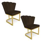 Kit 02 Poltronas Flor Corano Base Metálica Industrial Dourado - Pallazio