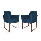 Kit 02 Poltronas Klara Para Sala Base Ferro Bronze Suede - Estopar