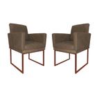 Kit 02 Poltronas Klara Para Sala Base Ferro Bronze Suede - Estopar