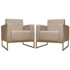 Kit 02 Poltronas Lilly Base de Metal Dourada Suede Escolha sua cor - W&ampD Decor - W&D Decor