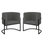 Kit 02 Poltronas Lua Sala Decorativa Base Ferro Black Veludo - B BALAQUI DECOR