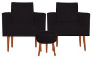 Kit 02 Poltronas Luxo Decorativas Nina E Puff Suede - Bl Decor