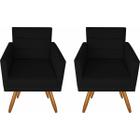 Kit 02 Poltronas Luxo Decorativas Nina Suede Preto