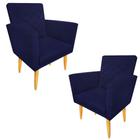 Kit 02 Poltronas Maitê Suede Azul Marinho para casa - 2M Decor