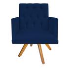 kit 02 Poltronas Nanda Base Giratória de Madeira Suede Azul Marinho - KDAcanto Móveis