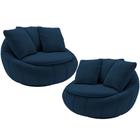 Kit 02 Poltronas Para Sala De Estar Decorativa Giratória Kira M03 Veludo Azul - Lyam Decor