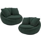 Kit 02 Poltronas Para Sala De Estar Decorativa Giratória Kira M03 Veludo Verde - Lyam Decor