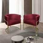 Kit 02 Poltronas para Sala Decorativa Luna Base Ferro Dourado Veludo Marsala Visan Estofados