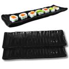 Kit 02 Prato Travessa Estriada Kanpai Premium Preto de Melamina 24cm Comida Japonesa Sushi - Bestfer