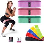 Kit 02 Produtos - KIT 3 Faixas Elasticas Para Exercicio Para Pernas Esportes + Kit 5 Bandas de resistência